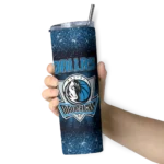 dallas mavericks radiant glitter blue skinny tumbler best selling 1.webp