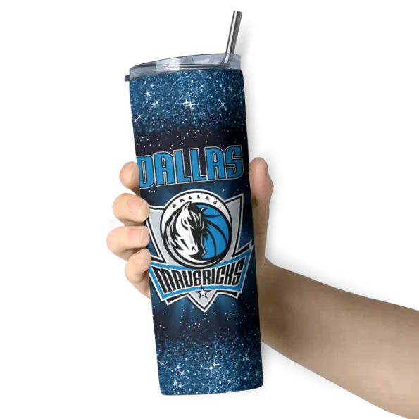 dallas mavericks radiant glitter blue skinny tumbler premium grade.webp