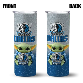 dallas mavericks yoda smile blue skinny tumbler fashion forward.webp