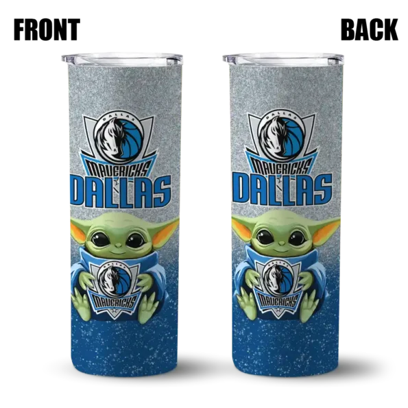 dallas mavericks yoda smile blue skinny tumbler fashion forward.webp