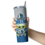 dallas mavericks yoda smile blue skinny tumbler best selling 1.webp
