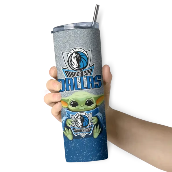 dallas mavericks yoda smile blue skinny tumbler premium grade.webp
