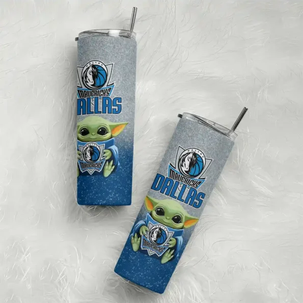 dallas mavericks yoda smile blue skinny tumbler top rated.webp