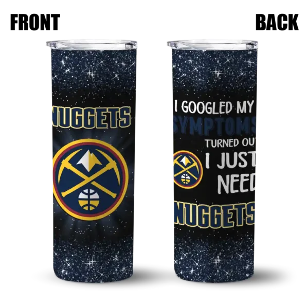 denver nuggets radiant glitter blue skinny tumbler fashion forward.webp