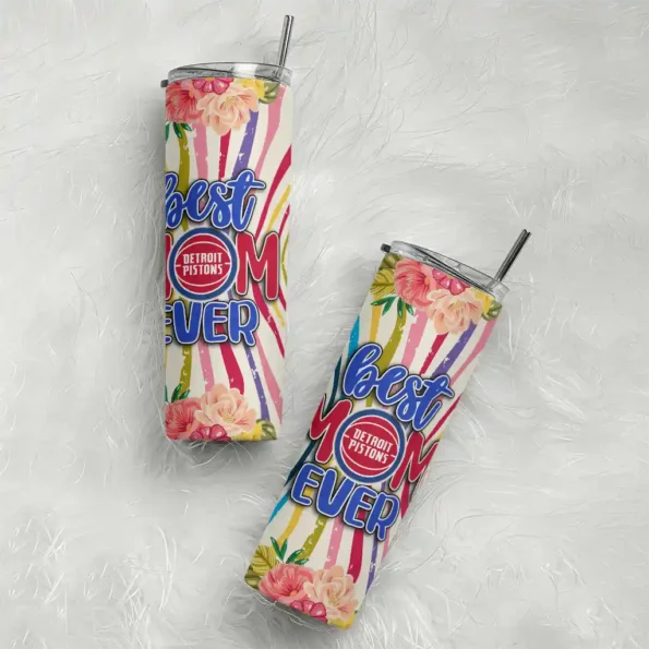 detroit pistons flower cluster skinny tumbler top rated.webp