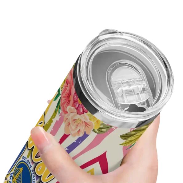 golden state warriors flower cluster skinny tumbler high quality.webp