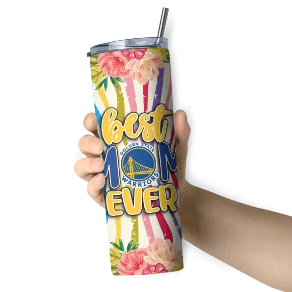golden state warriors flower cluster skinny tumbler premium grade.webp