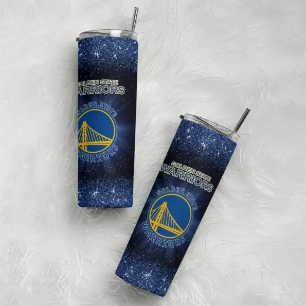 golden state warriors radiant glitter blue skinny tumbler top rated 1.webp