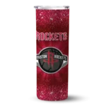 houston rockets radiant glitter red skinny tumbler best selling 1.webp