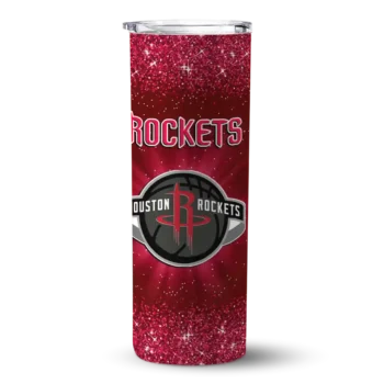 houston rockets radiant glitter red skinny tumbler best selling 1.webp