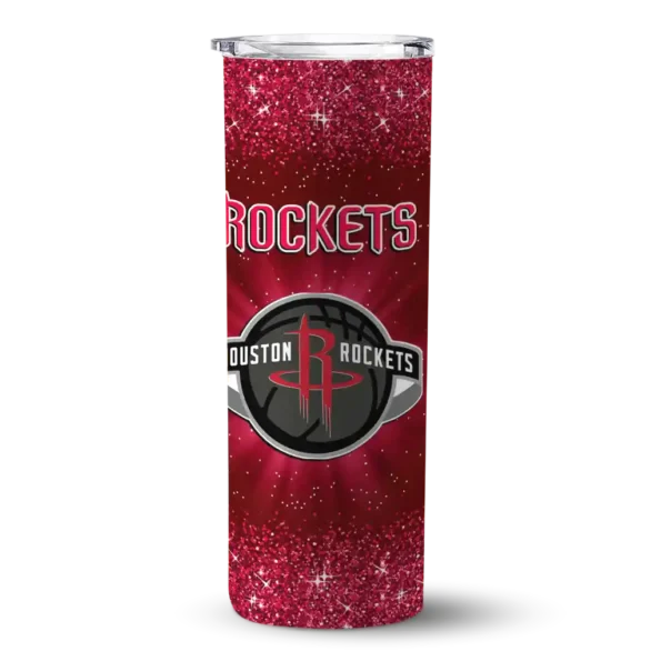 houston rockets radiant glitter red skinny tumbler best selling 1.webp