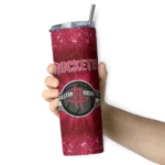 houston rockets radiant glitter red skinny tumbler best selling 1.webp