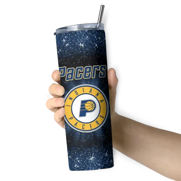 indiana pacers radiant glitter blue skinny tumbler premium grade.webp