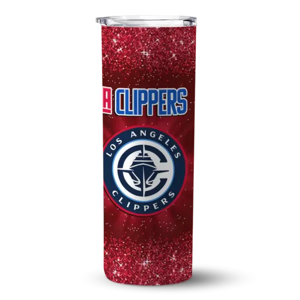 los angeles clippers radiant glitter red skinny tumbler best selling 1.webp