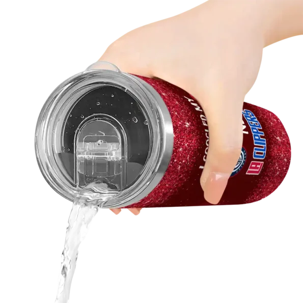 los angeles clippers radiant glitter red skinny tumbler latest model.webp