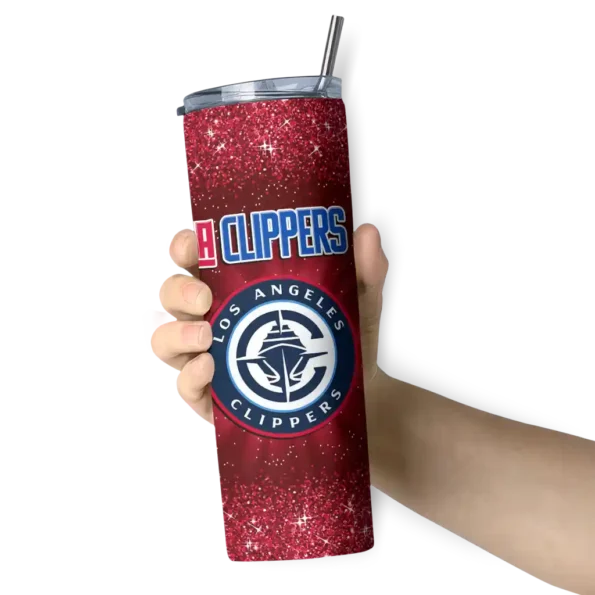 los angeles clippers radiant glitter red skinny tumbler premium grade.webp