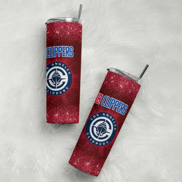 los angeles clippers radiant glitter red skinny tumbler top rated.webp
