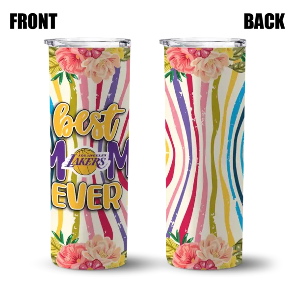 los angeles lakers flower cluster skinny tumbler fashion forward.webp
