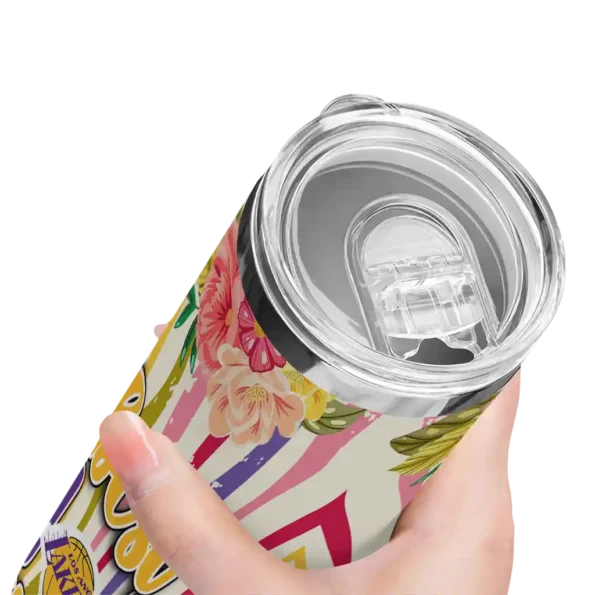 los angeles lakers flower cluster skinny tumbler high quality.webp