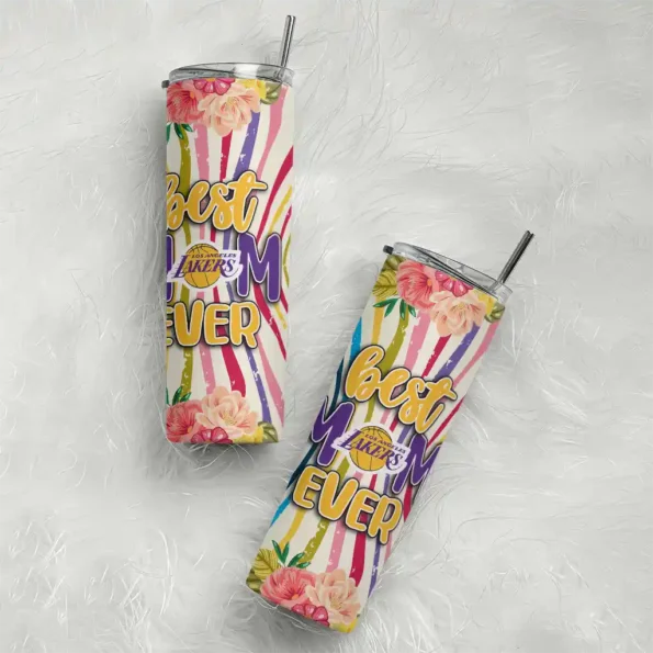 los angeles lakers flower cluster skinny tumbler top rated.webp