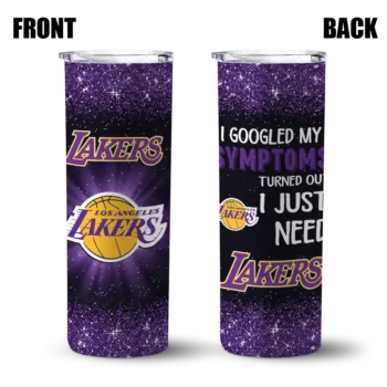 los angeles lakers radiant glitter purple skinny tumbler fashion forward.webp