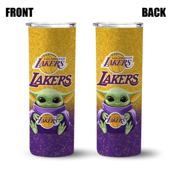 los angeles lakers yoda smile purple skinny tumbler fashion forward.webp