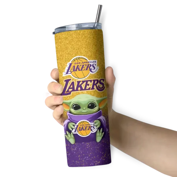 los angeles lakers yoda smile purple skinny tumbler premium grade.webp