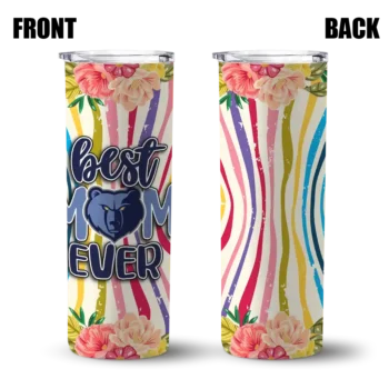 memphis grizzlies flower cluster skinny tumbler fashion forward.webp