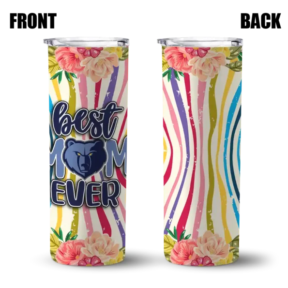 memphis grizzlies flower cluster skinny tumbler fashion forward.webp