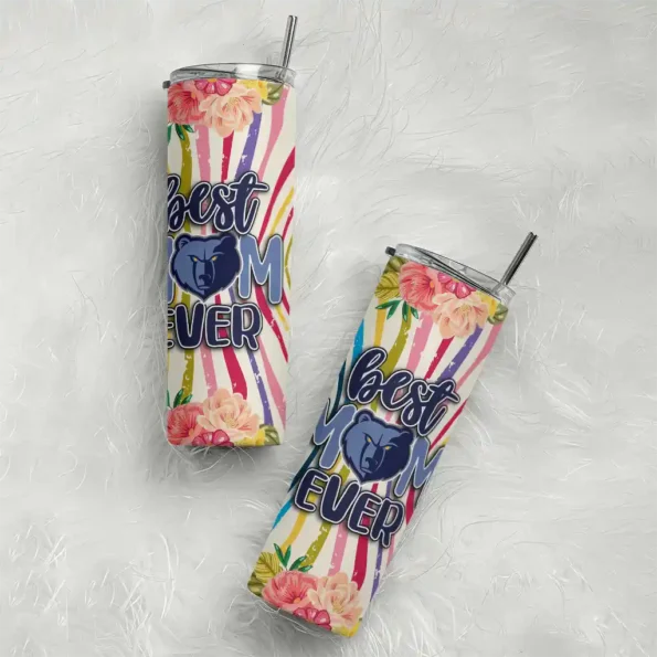 memphis grizzlies flower cluster skinny tumbler top rated.webp