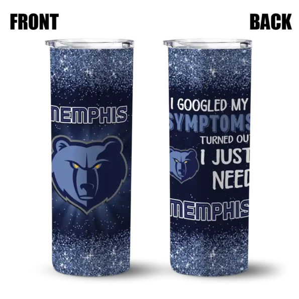 memphis grizzlies radiant glitter blue skinny tumbler fashion forward.webp
