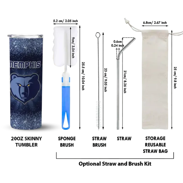 memphis grizzlies radiant glitter blue skinny tumbler new arrival.webp