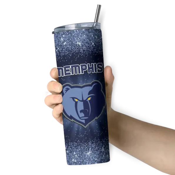 memphis grizzlies radiant glitter blue skinny tumbler premium grade.webp