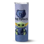 memphis grizzlies yoda smile blue skinny tumbler best selling 1.webp