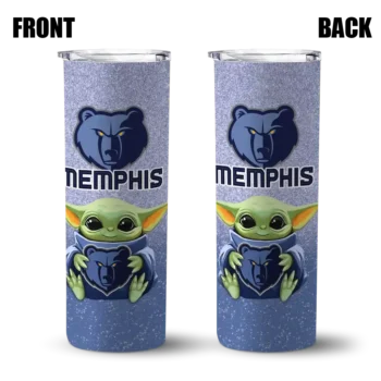memphis grizzlies yoda smile blue skinny tumbler fashion forward.webp