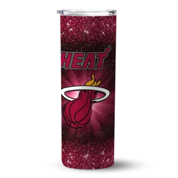 miami heat radiant glitter red skinny tumbler best selling 1.webp