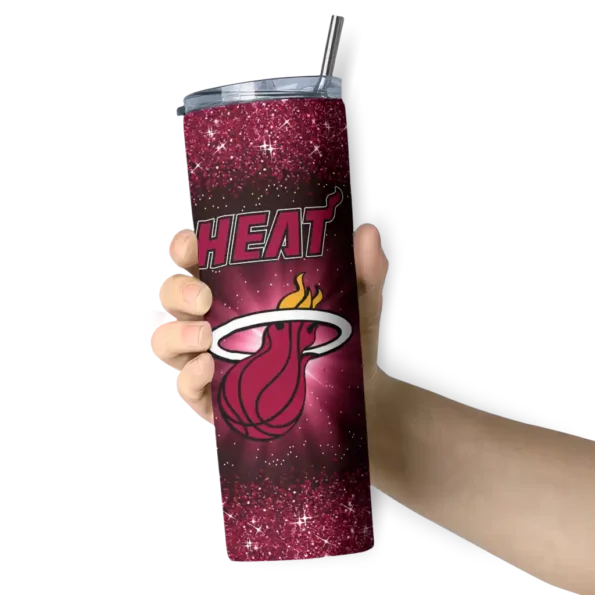 miami heat radiant glitter red skinny tumbler premium grade.webp
