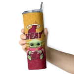 miami heat yoda smile red skinny tumbler best selling 1.webp