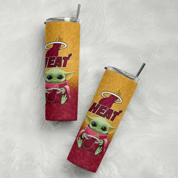miami heat yoda smile red skinny tumbler top rated.webp