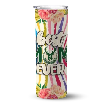 milwaukee bucks flower cluster skinny tumbler best selling 1.webp