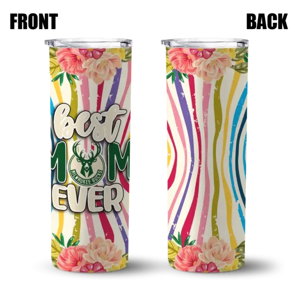 milwaukee bucks flower cluster skinny tumbler fashion forward.webp