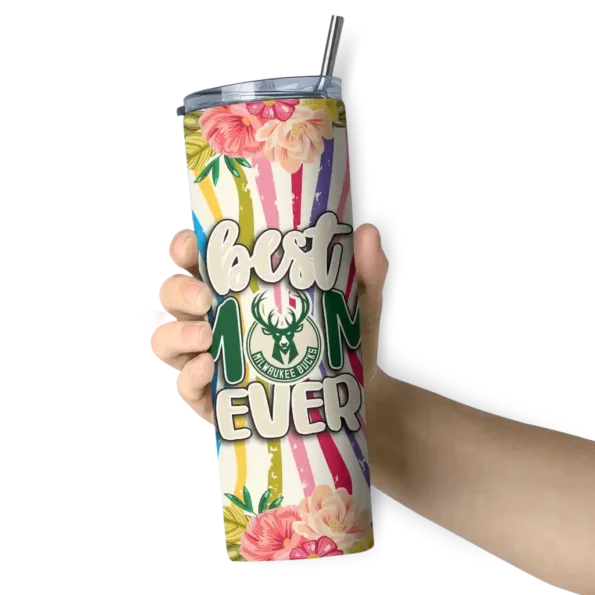 milwaukee bucks flower cluster skinny tumbler premium grade.webp
