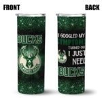 milwaukee bucks radiant glitter green skinny tumbler best selling 1.webp