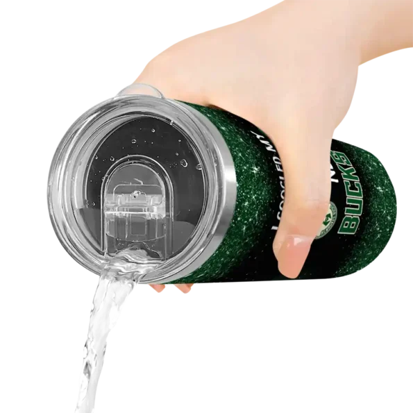 milwaukee bucks radiant glitter green skinny tumbler latest model.webp