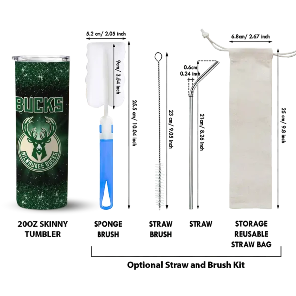 milwaukee bucks radiant glitter green skinny tumbler new arrival.webp