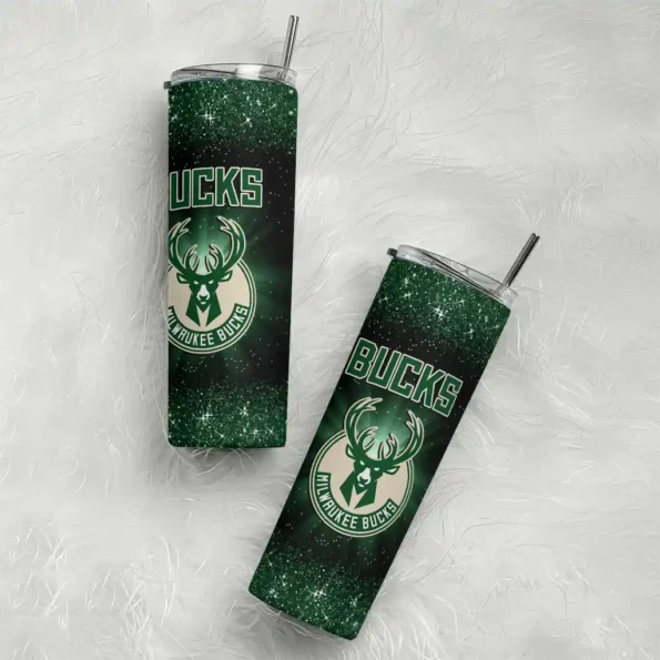 milwaukee bucks radiant glitter green skinny tumbler top rated.webp
