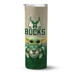 milwaukee bucks yoda smile green skinny tumbler best selling 1.webp