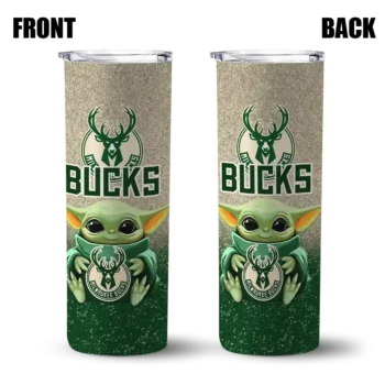 milwaukee bucks yoda smile green skinny tumbler fashion forward.webp