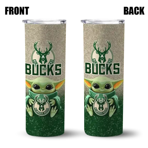 milwaukee bucks yoda smile green skinny tumbler fashion forward.webp