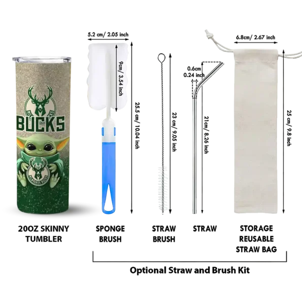 milwaukee bucks yoda smile green skinny tumbler new arrival.webp